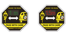 Load image into Gallery viewer, Ice Warning Sign - 'Pass with care' cyclist safety sign with Icy conditions early warning function