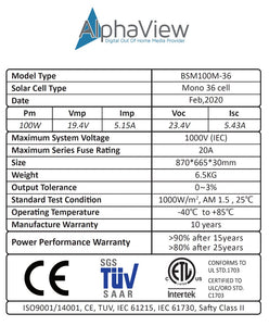 Solar panel 100W - Monocrystal